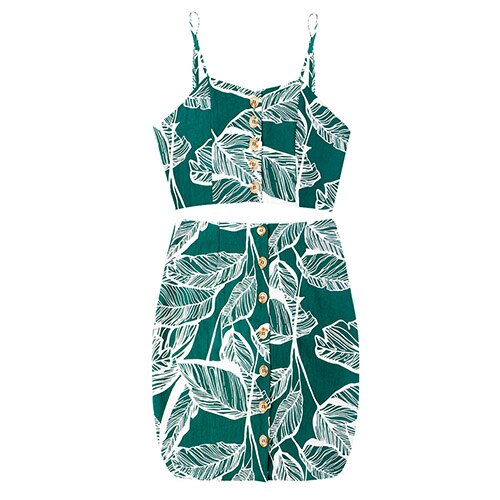 Sexy Two Piece Sets Crop Top with mini Skirt