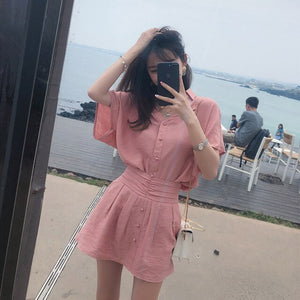 Summer Shirt Top + Mini Skirt Suits summer clothes
