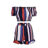 One-Shoulder Slim Sexy Party Short-Sleeved Two-Piece Suit