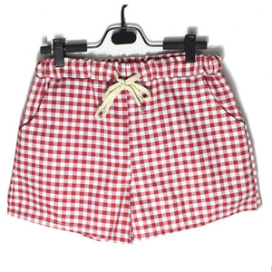 Women Plaid Shorts Casual Loose Elastic Waist