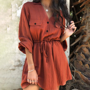 Litthing Women Mini Shirt Dress