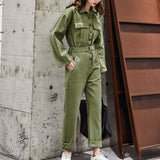 Fashion Long Sleeve Casual Loose Fit Denim Jumpsuit