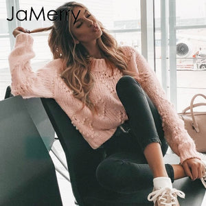 winter sweaters ladies Long sleeve pullover  chic loose knitted jumper