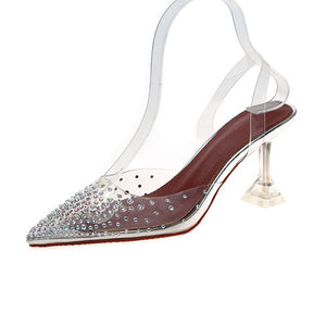 Transparent Crystal Thin Heels Slingback Pumps Women Shoes