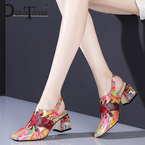 Patent Genuine Leather Sandals party flower sandals