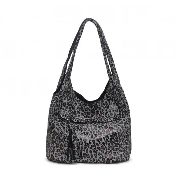 Leather Shoulder Bags with Leopard Pattern