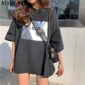 Female High Quality Print Hot T-shirts Simple O-Neck Summer Free Half-Sleeved T-shirt