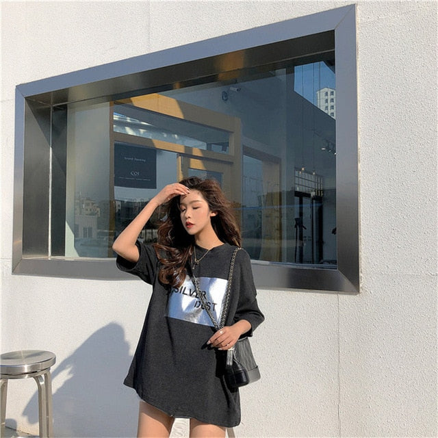 Female High Quality Print Hot T-shirts Simple O-Neck Summer Free Half-Sleeved T-shirt