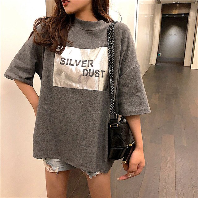 Female High Quality Print Hot T-shirts Simple O-Neck Summer Free Half-Sleeved T-shirt