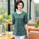 Spring Blouse Purple Green Red Flower pattern top