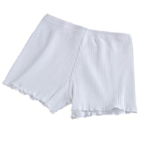 Women Summer Safety Pants Thread Ribbed Striped Seamless Stretchy Underpants