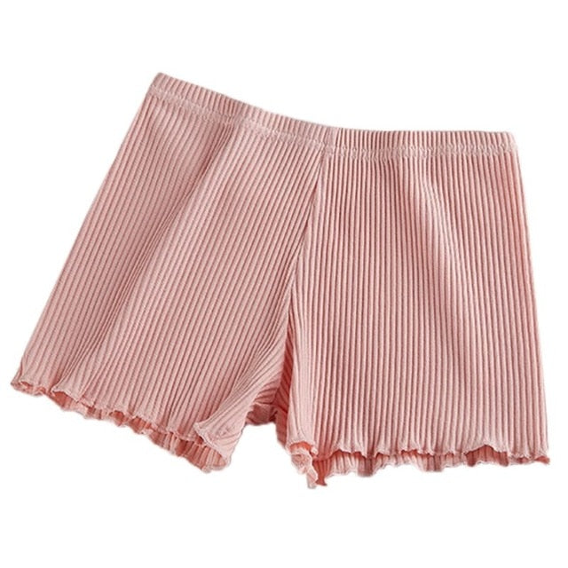 Women Summer Safety Pants Thread Ribbed Striped Seamless Stretchy Underpants