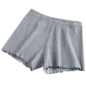 Women Summer Safety Pants Thread Ribbed Striped Seamless Stretchy Underpants
