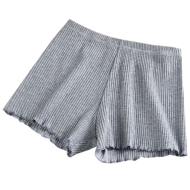 Women Summer Safety Pants Thread Ribbed Striped Seamless Stretchy Underpants
