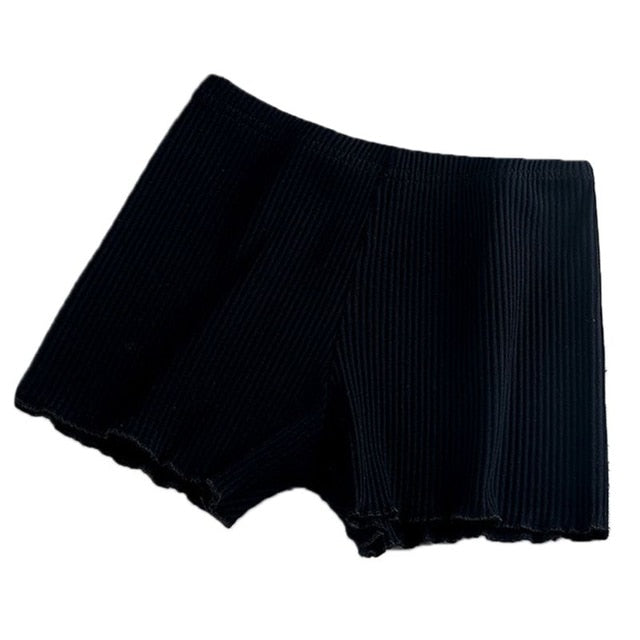 Women Summer Safety Pants Thread Ribbed Striped Seamless Stretchy Underpants