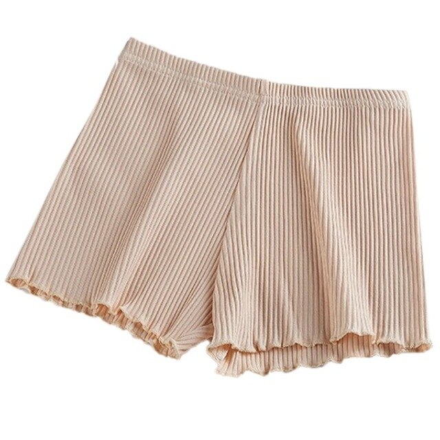 Women Summer Safety Pants Thread Ribbed Striped Seamless Stretchy Underpants