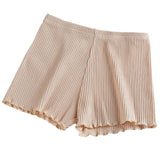 Women Summer Safety Pants Thread Ribbed Striped Seamless Stretchy Underpants