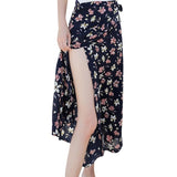 Boho Flower Long Skirt Summer Beach Sunny Ladies Casual Skirts Floral Chiffon Skirt