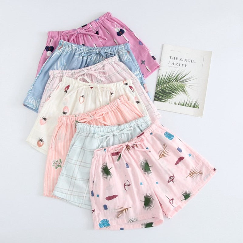 Women Sleep Short Pants Cotton Home Beach Bottoms Lounge Sleepwear Printing