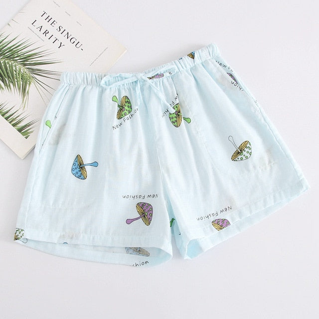 Women Sleep Short Pants Cotton Home Beach Bottoms Lounge Sleepwear Printing