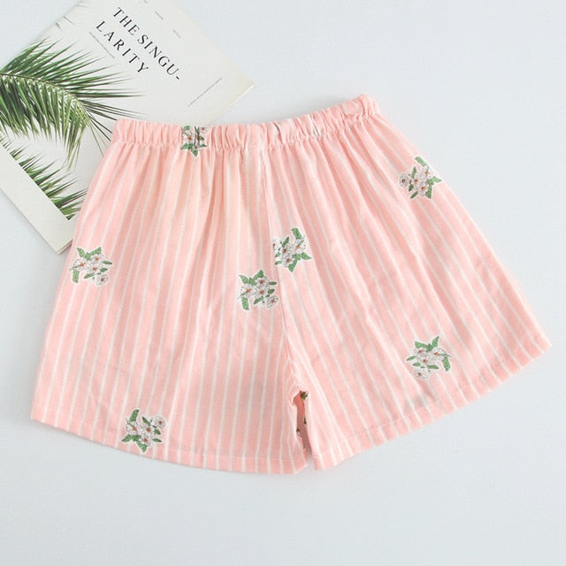 Women Sleep Short Pants Cotton Home Beach Bottoms Lounge Sleepwear Printing