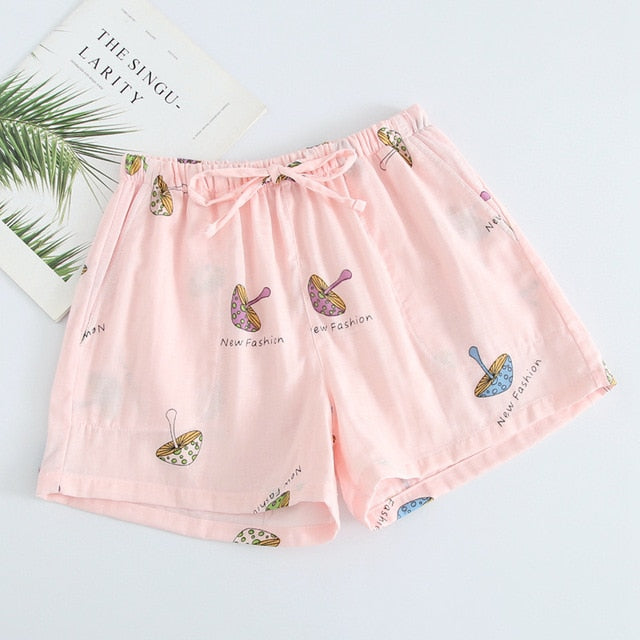 Women Sleep Short Pants Cotton Home Beach Bottoms Lounge Sleepwear Printing