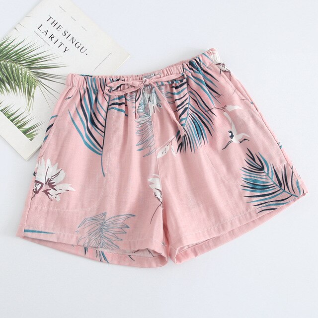 Women Sleep Short Pants Cotton Home Beach Bottoms Lounge Sleepwear Printing