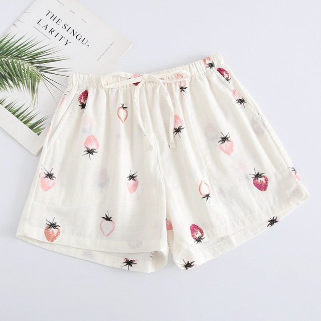Women Sleep Short Pants Cotton Home Beach Bottoms Lounge Sleepwear Printing
