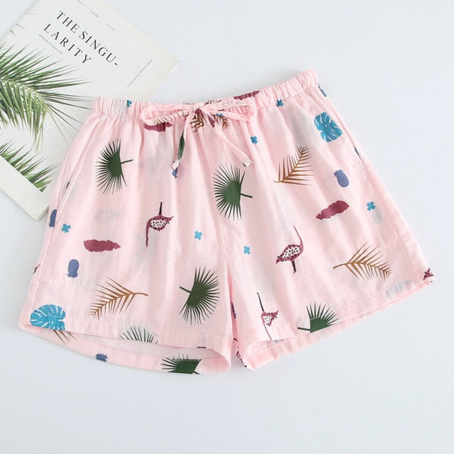 Women Sleep Short Pants Cotton Home Beach Bottoms Lounge Sleepwear Printing