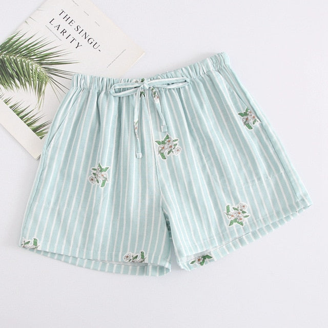 Women Sleep Short Pants Cotton Home Beach Bottoms Lounge Sleepwear Printing