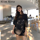 Loose Casual Fresh Vintage  O-Neck T shirt Polka Dots All Match Tops Summer Short Sleeve T-shirt