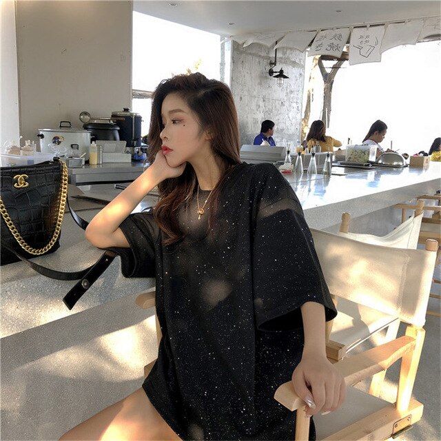 Loose Casual Fresh Vintage  O-Neck T shirt Polka Dots All Match Tops Summer Short Sleeve T-shirt