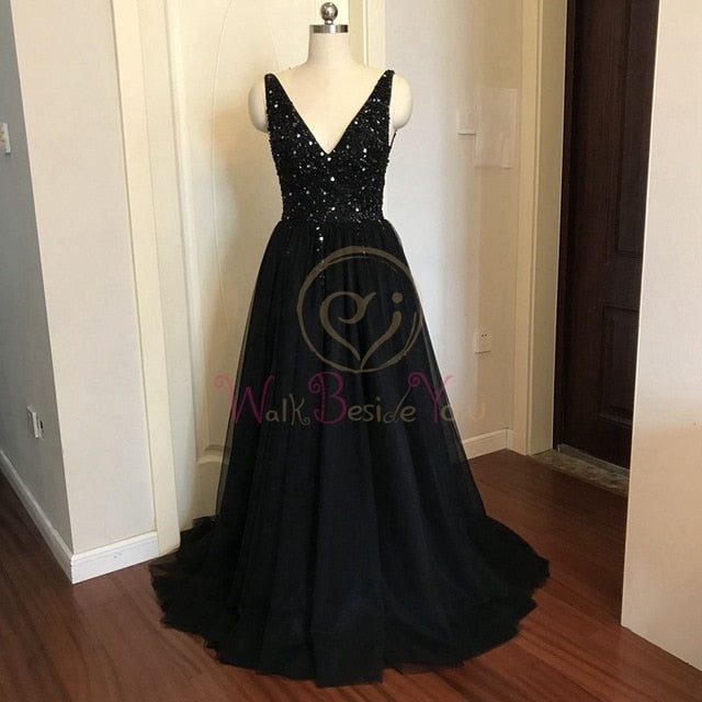 Prom Dresses  Pink High Split Tulle Sweep Train Sleeveless Evening Gown A-line Lace Up Backless