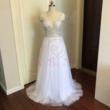 Prom Dresses  Pink High Split Tulle Sweep Train Sleeveless Evening Gown A-line Lace Up Backless