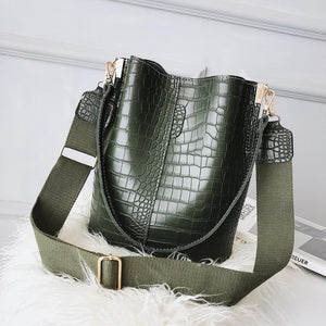 Ansloth Crocodile Crossbody Bag For  Women Bags Luxury Leather Bag Bucket Bag