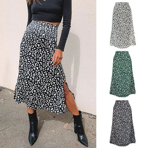 Sexy Leopard Print Chiffon Split Skirt Casual Fashion Long Skirts for Women Spring Summer