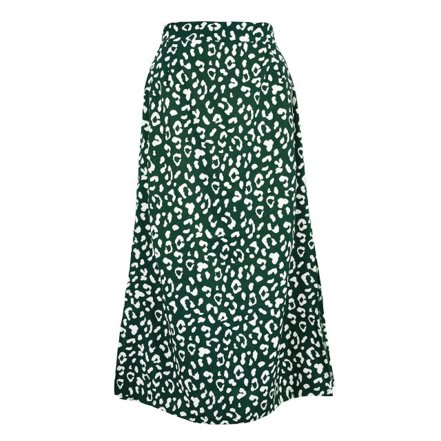 Sexy Leopard Print Chiffon Split Skirt Casual Fashion Long Skirts for Women Spring Summer