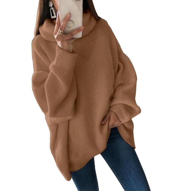 Casual Sweater Loose Turtleneck Sweater Women Knitwear Long Sleeve Pull Jumpers