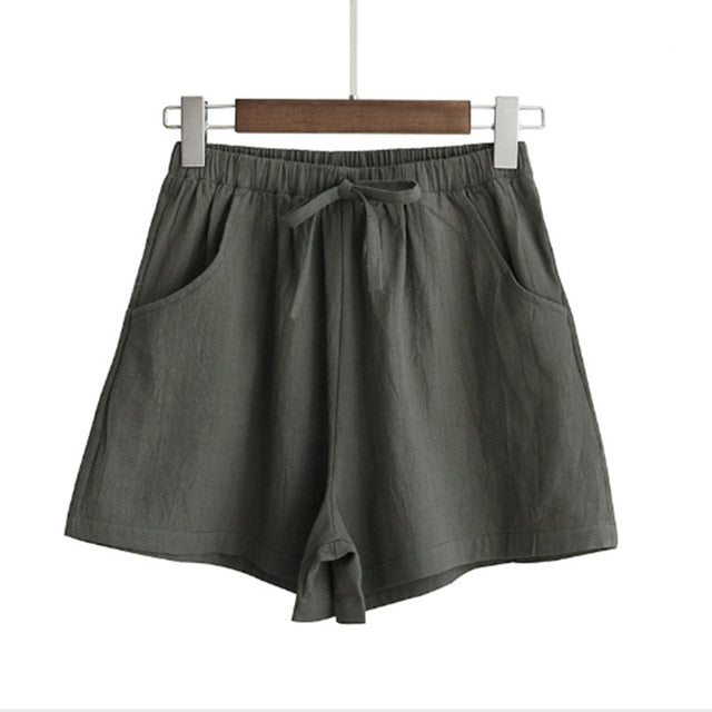 Shorts Hot Summer Casual Cotton Linen Shorts Plus Size Mid Waist Short Fashion