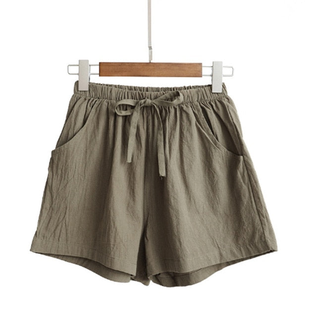 Shorts Hot Summer Casual Cotton Linen Shorts Plus Size Mid Waist Short Fashion