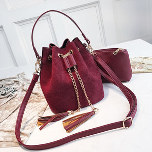 Crossbody Handbags Cute Suede Bucket Bag  Leather Womens Shoulder Messenger Bags