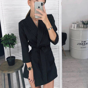 Women Vintage Sashes A-line Party Mini Dress Long Sleeve Notched Collar Solid Casual