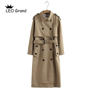 Vee Top women casual  fashion sashes office coat chic epaulet design long trench