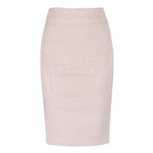 Sexy Multi Color Suede Midi Pencil Skirt  Fashion Elastic High Waist Office Lady skirt