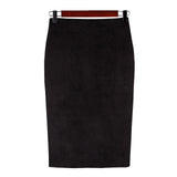 Sexy Multi Color Suede Midi Pencil Skirt  Fashion Elastic High Waist Office Lady skirt