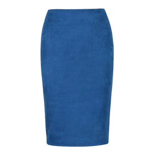 Sexy Multi Color Suede Midi Pencil Skirt  Fashion Elastic High Waist Office Lady skirt