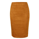 Sexy Multi Color Suede Midi Pencil Skirt  Fashion Elastic High Waist Office Lady skirt