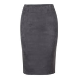 Sexy Multi Color Suede Midi Pencil Skirt  Fashion Elastic High Waist Office Lady skirt