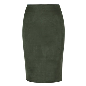 Sexy Multi Color Suede Midi Pencil Skirt  Fashion Elastic High Waist Office Lady skirt
