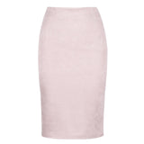 Sexy Multi Color Suede Midi Pencil Skirt  Fashion Elastic High Waist Office Lady skirt